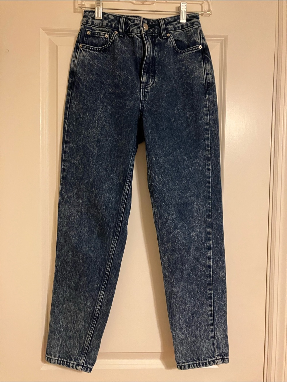Top Shop Mom High-Waist Acid Wash Jeans - Dark Blue W25 L30